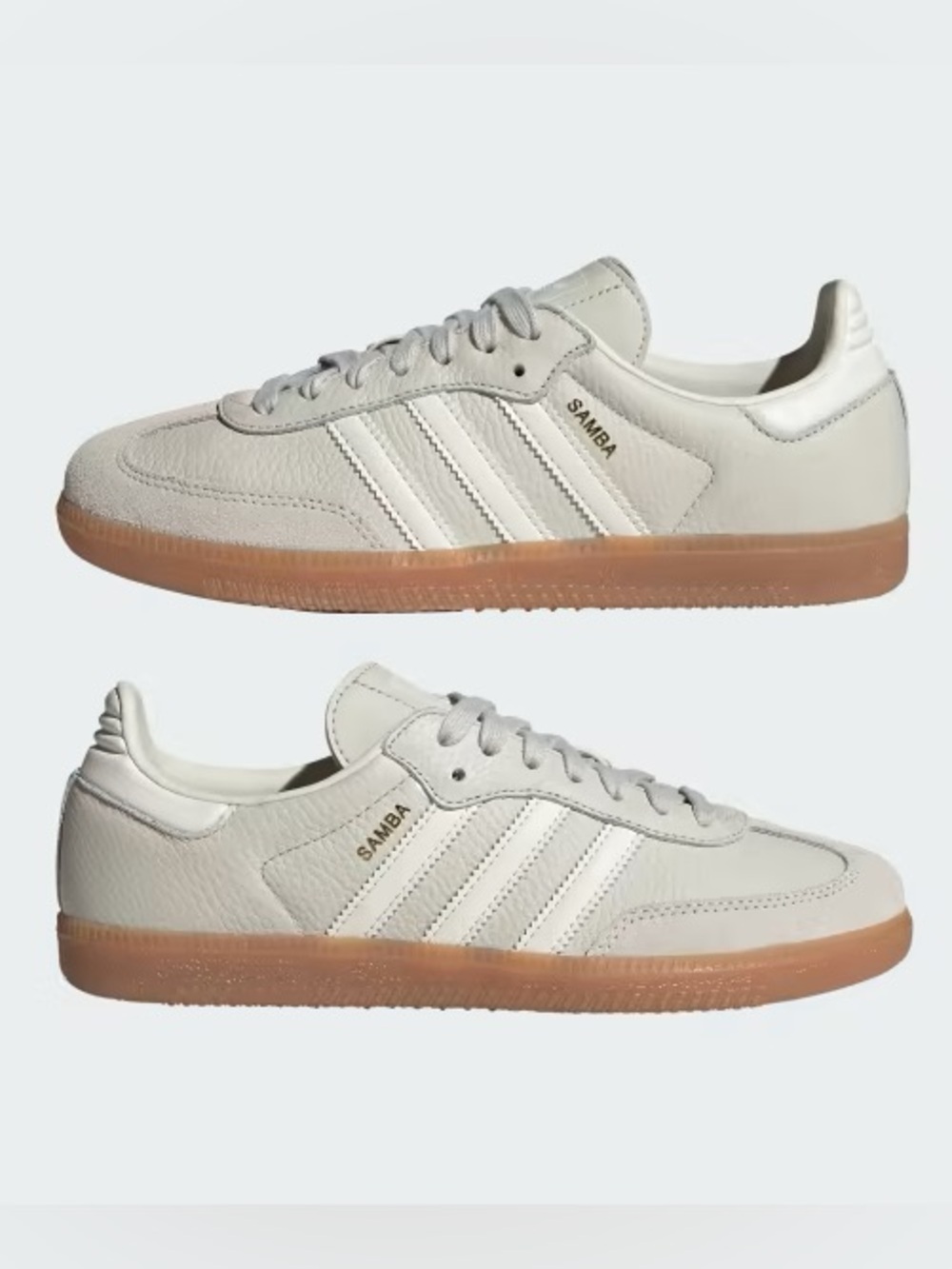 adidas OG Samba Sneakers - Aluminum/Chalk White/Wonder Beige, 7